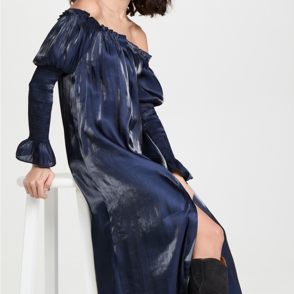 Line & Dot— Donna Dress in Sapphire Blue- Sleeper Style Dress